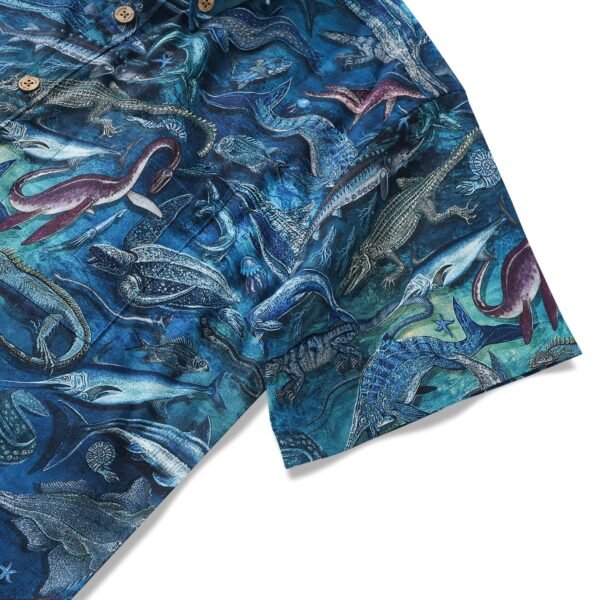 Men's Hawaiian Shirt Short Sleeve Button-down 100% Cotton Blue Aloha Ocean Dreams