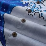 Wave Hawaiian Shirt For Men Japanese Aloha Shirt Cotton Short Sleeve Camp Shirt