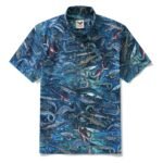 Men's Hawaiian Shirt Short Sleeve Button-down 100% Cotton Blue Aloha Ocean Dreams
