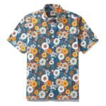 60's Floral Print Shirt Men's Hawaiian Shirt Cotton Button-down Short Sleeve Aloha Shirt