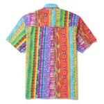 Men's Striped Hawaiian Shirt Short Sleeve Button-down Yiume 100% Cotton Red Aloha Geometric Dimensions