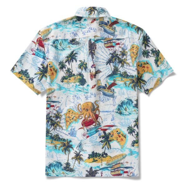 Men's Hawaiian Shirt Short Sleeve Button-down 100% Cotton Blue Aloha Ocean Dreamer