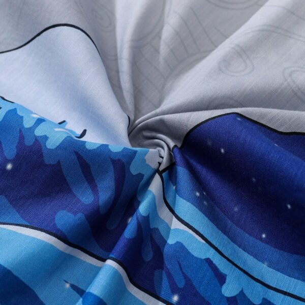 Wave Hawaiian Shirt For Men Japanese Aloha Shirt Cotton Short Sleeve Camp Shirt