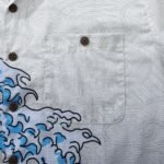 Wave Hawaiian Shirt For Men Japanese Aloha Shirt Cotton Short Sleeve Camp Shirt