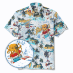 Men's Hawaiian Shirt Short Sleeve Button-down 100% Cotton Blue Aloha Ocean Dreamer