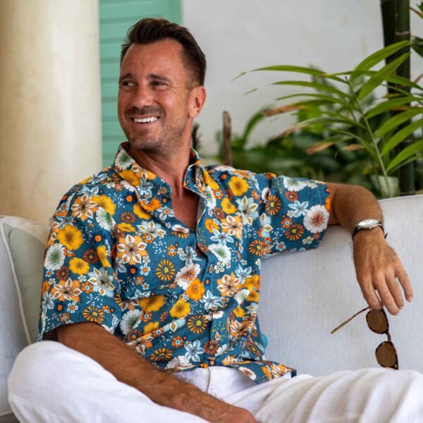 60's Floral Print Shirt Men's Hawaiian Shirt Cotton Button-down Short Sleeve Aloha Shirt
