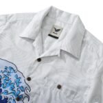 Wave Hawaiian Shirt For Men Japanese Aloha Shirt Cotton Short Sleeve Camp Shirt