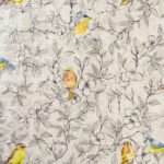 Birds and Blossoms By Hina Mirza 100% Cotton Men's Long Sleeve Button-down Shirt Beige Aloha Hawaiian