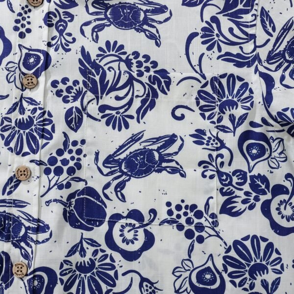 Yiume Men's Summer Casual Button-Down Hawaiian Shirt 100% Cotton Blue and White Shirt