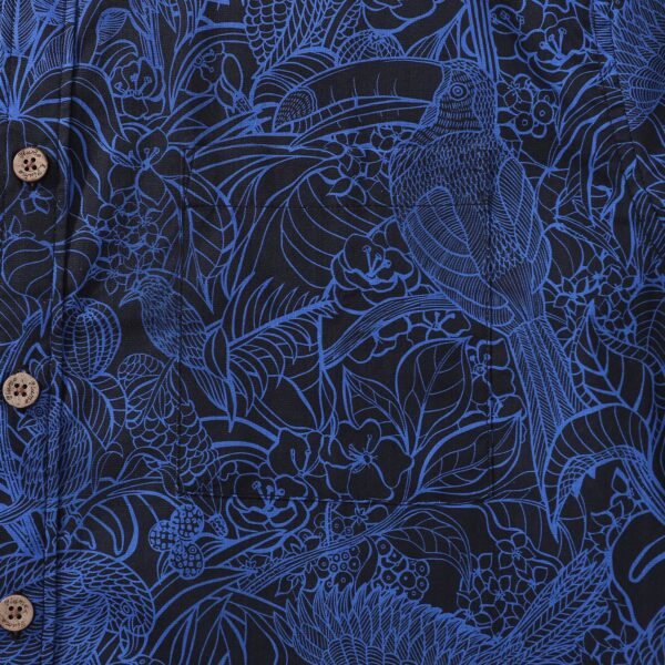 Dark Blue Hawaiian Shirt For Men Tropical Button-down Shirt Short Sleeve 100% Cotton Shirt