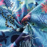 Men's Blue Hawaiian Shirt Fish & Turtle Shirt Short Sleeve Button-down 100% Cotton Blue Aloha Dive Pup