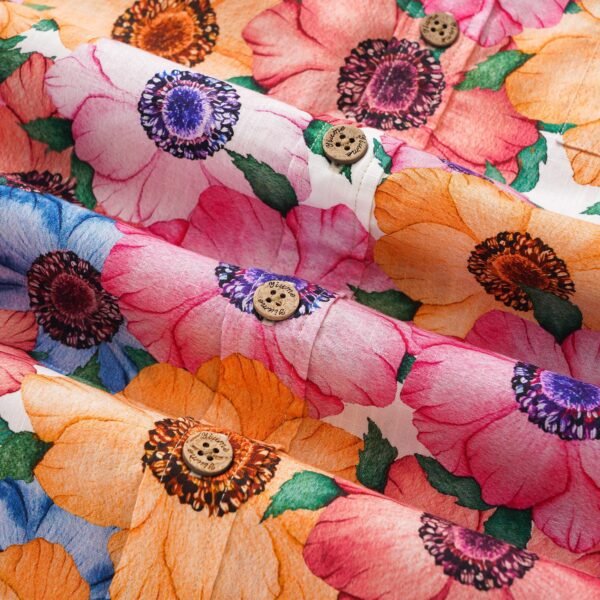 Men's Hawaiian Shirt Short Sleeve Button-down 100% Cotton Yellow Aloha Summer Lotus