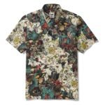 Men's Hawaiian Shirt Short Sleeve Button-down 100% Cotton White Aloha Island Constellations