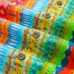 Men's Striped Hawaiian Shirt Short Sleeve Button-down Yiume 100% Cotton Red Aloha Geometric Dimensions