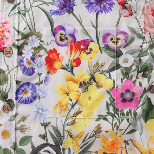 Floral Hawaiian Shirt For Men Colorful Button-down Shirt Short Sleeve 100% Cotton Shirt