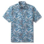 Hawaiian Shirt For Men Koi Waves Button-down Shirt Short Sleeve 100% Cotton Shirt