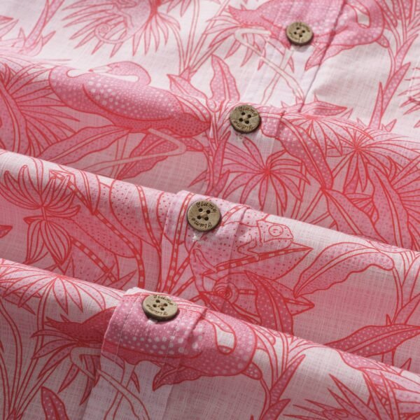 Yiume Men's Pink Hawaiian Shirt Flamingos Shirt 100% Cotton Short Sleeve Button-down Shirt