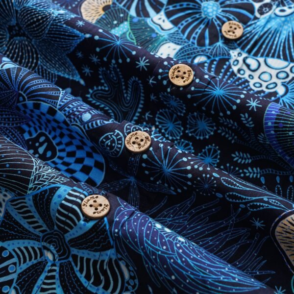 Yiume Men's Blue Hawaiian Shirt Short Sleeve Button-down Sea Turtle Shirt 100% Cotton Blue Aloha Reef Rules