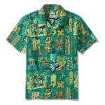 Tiki Luau 100% Cotton Men's Aloha Hawaiian Short Sleeve Camp Collar Shirt