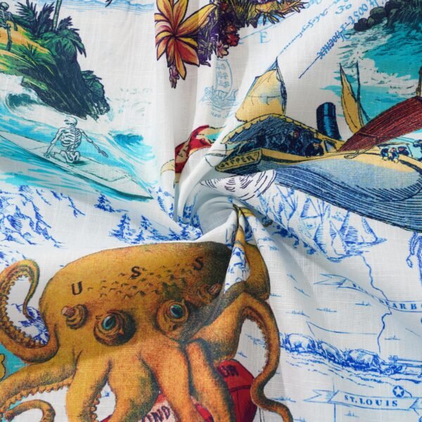 Men's Hawaiian Shirt Short Sleeve Button-down 100% Cotton Blue Aloha Ocean Dreamer