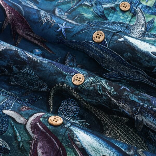Men's Hawaiian Shirt Short Sleeve Button-down 100% Cotton Blue Aloha Ocean Dreams