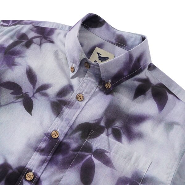 Men's Cotton Hawaiian Shirt Short Sleeve Button-down Blue Aloha Shirt Mist-Kissed Leaves
