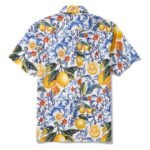 Vintage Blue Hawaiian Shirt For Men Sicily Lemon Shirt Short Sleeve Button-down Tropical Shirt