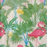 Men's Hawaiian Shirt Short Sleeve Button-down 100% Cotton Beige Aloha Flamingos & Chameleons By House of Haricot