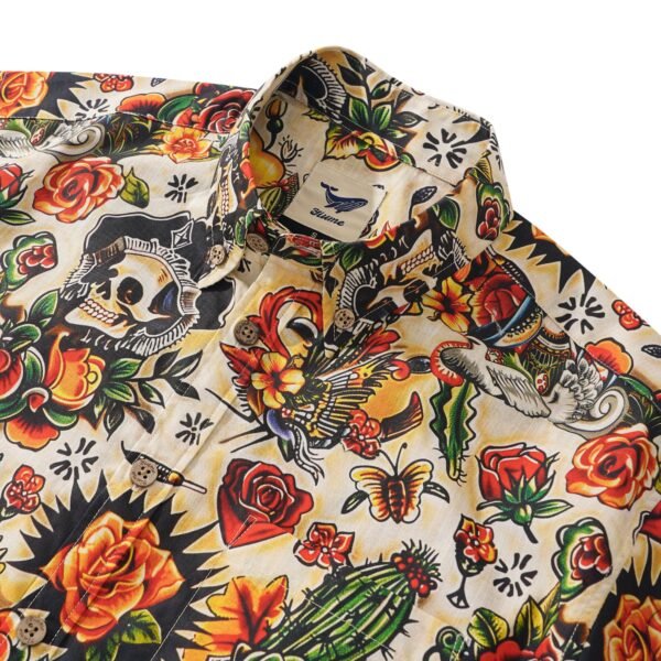 Men's Hawaiian Shirt Tiki Shirt Short Sleeve Button-down 100% Cotton Beige Aloha Aloha Dreams