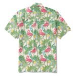 Men's Hawaiian Shirt Short Sleeve Button-down 100% Cotton Beige Aloha Flamingos & Chameleons By House of Haricot