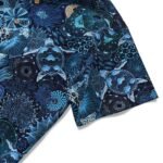 Yiume Men's Blue Hawaiian Shirt Short Sleeve Button-down Sea Turtle Shirt 100% Cotton Blue Aloha Reef Rules