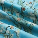 Men's Hawaiian Shirt Short Sleeve Button-down 100% Cotton Green Aloha Blossoming Almond