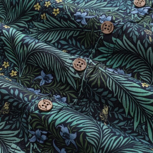 Yiume Tropical Hawaiian Shirt For Men Green Cotton Button-down Short Sleeve Vintage Aloha Shirt