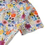 Men's Hawaiian Shirt Short Sleeve Button-down 100% Cotton Beige Aloha Floral Bookmark