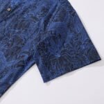 Dark Blue Hawaiian Shirt For Men Tropical Button-down Shirt Short Sleeve 100% Cotton Shirt