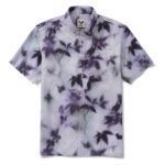 Men's Cotton Hawaiian Shirt Short Sleeve Button-down Blue Aloha Shirt Mist-Kissed Leaves