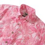 Yiume Men's Pink Hawaiian Shirt Flamingos Shirt 100% Cotton Short Sleeve Button-down Shirt
