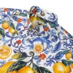 Vintage Blue Hawaiian Shirt For Men Sicily Lemon Shirt Short Sleeve Button-down Tropical Shirt