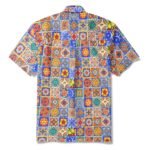 Men's Hawaiian Shirt Short Sleeve Button-down 100% Cotton Aloha Mediterranean Tile Haven