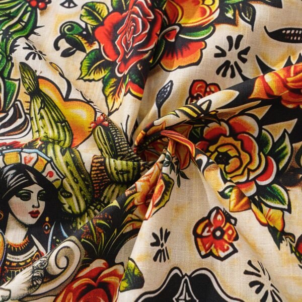 Men's Hawaiian Shirt Tiki Shirt Short Sleeve Button-down 100% Cotton Beige Aloha Aloha Dreams