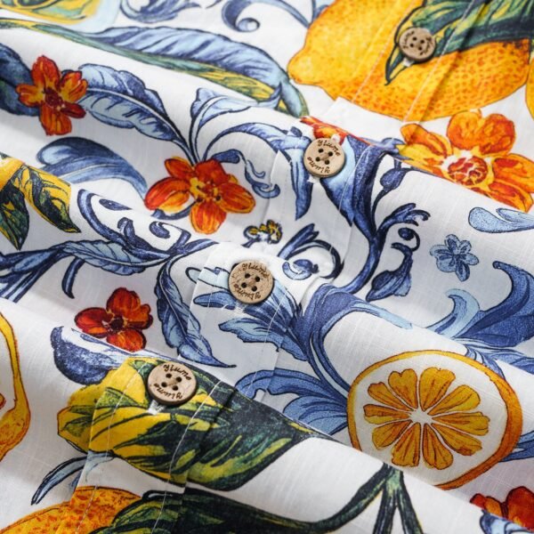 Vintage Blue Hawaiian Shirt For Men Sicily Lemon Shirt Short Sleeve Button-down Tropical Shirt