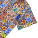 Men's Hawaiian Shirt Short Sleeve Button-down 100% Cotton Aloha Mediterranean Tile Haven