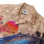 Yiume Ukiyo-e Hawaiian Shirt 100% Cotton Shirt For Men Camp Collar Aloha Shirt
