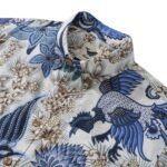 Men's Hawaiian Shirt Short Sleeve Button-down 100% Cotton Blue Aloha Blue Floral Phoenix
