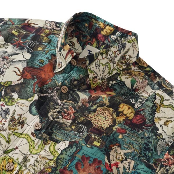 Men's Hawaiian Shirt Short Sleeve Button-down 100% Cotton White Aloha Island Constellations