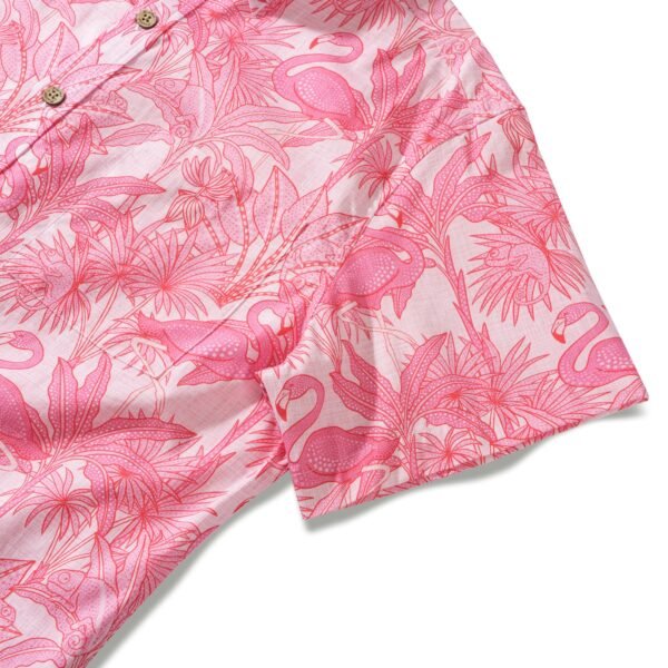 Yiume Men's Pink Hawaiian Shirt Flamingos Shirt 100% Cotton Short Sleeve Button-down Shirt