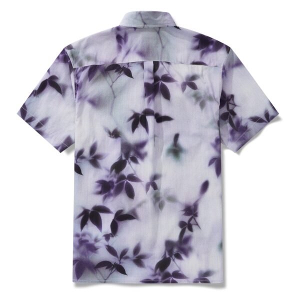 Men's Cotton Hawaiian Shirt Short Sleeve Button-down Blue Aloha Shirt Mist-Kissed Leaves