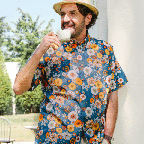 60's Floral Print Shirt Men's Hawaiian Shirt Cotton Button-down Short Sleeve Aloha Shirt