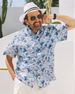 Men's Turtle Shirt Blue Hawaiian Shirt Cotton Button-down Short Sleeve Aloha Shirt