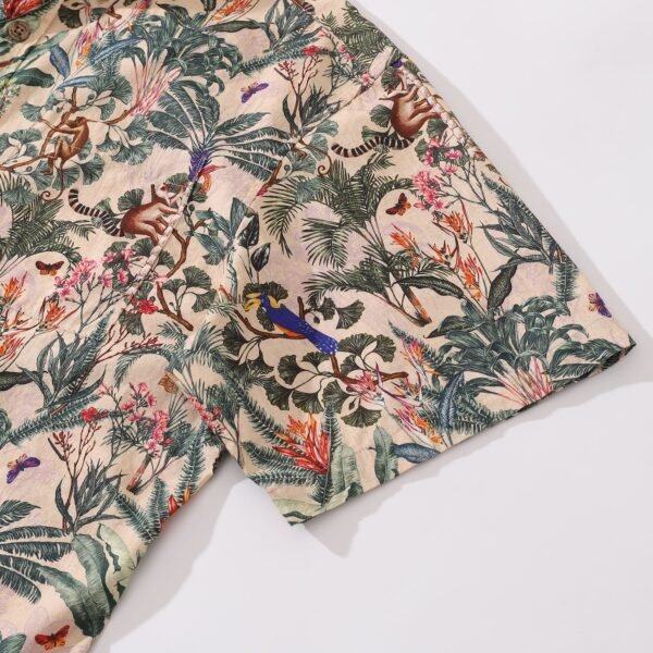 Men's Tropical Hawaiian Shirt Cotton Button-down Short Sleeve Aloha Jungle Shirt